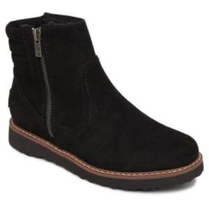 ROXY Jovie Fur Faux Leather Boots Size 7 Black